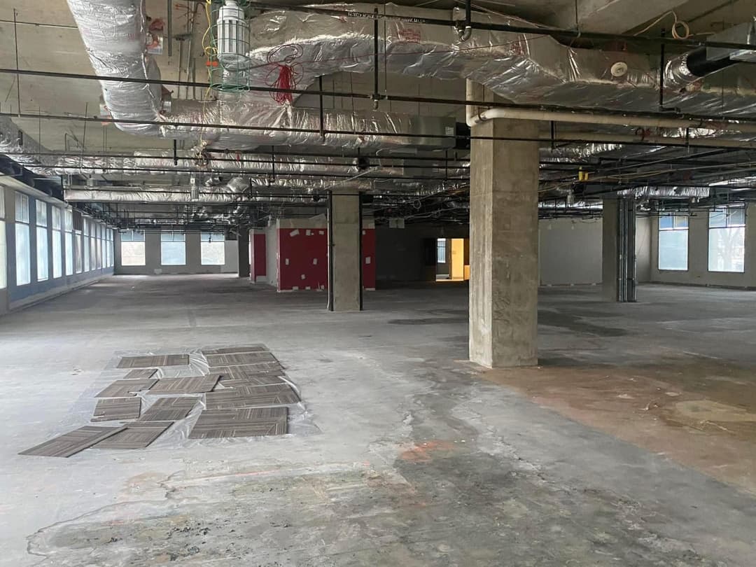 Complete commercial renovation results from demolition to final finishes.